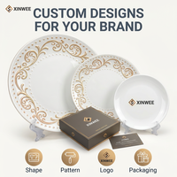 Juego de Platos de Cerámica Blancos con Relieve Personalizado, Vajilla de Porcelana de Lujo con Impresión de Logotipo para Restaurante, Hogar, Regalo de Boda