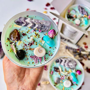 شموع Evoduck 2026 الأكثر مبيعًا، شموع فاخرة مصنوعة يدويًا من شمع الصويا، شموع عطرية مرصعة بالأحجار الكريمة والكريستال مع زهور مجففة - Product Image 3