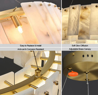 Soporte contemporáneo Escalera de gama alta Dormitorio largo de mármol Techo moderno de lujo francés Lámpara colgante de araña de alabastro de latón