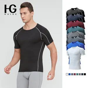 Body Building Training Men Fitness Gym Running Clothes Sports Wear For Men Seamless Compression Tights Men T-Shirt