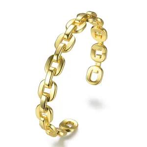 Gioielli in ottone placcato oro 18 carati di alta qualità accessori per catene a maglie piccole bracciali regolabili BF182032