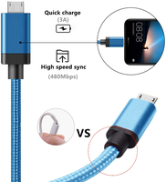 LUNGKAY Cable Micro USB al por Mayor de 1M/2M/3M, Cable de Carga USB 2.0 de Nailon Trenzado 3A, USB-A a Micro USB para Dispositivos Android