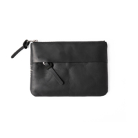 Dompet Kulit Asli Buatan Tangan Unisex Pendek Tipis Tahan Lama dengan Ritsleting Lapisan Katun 3 in 1 Gaya Nasional