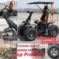 Scooter électrique tout-terrain robuste 4x4 avec auvent, 6000W, 60V50, véhicule de mobilité