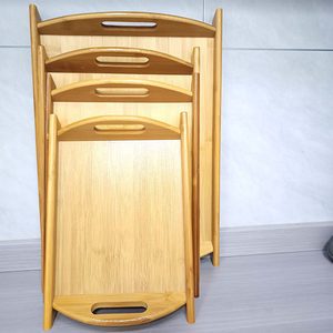 Plateaux de service en bois empilables, plateau en bambou pour la présentation et le stockage des aliments, utilisation en cuisine - Product Image 1