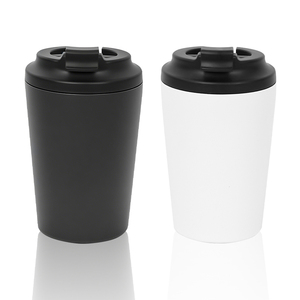 Stainless Steel Inner Double Wall Insulated Coffee <b>Cup</b> Leakproof Flip Lid Matte White <b>Reusable</b> Travel Office Mug - Product Image 3