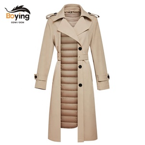 Boying <span class=keywords><strong>Femme</strong></span> Hiver Blouson <span class=keywords><strong>Trench</strong></span> Doudoune-Écologique Coupe-Vent Respirant Doublure Amovible Épaissie 90% Blanc Canard <span class=keywords><strong>Long</strong></span> - Product Image 1