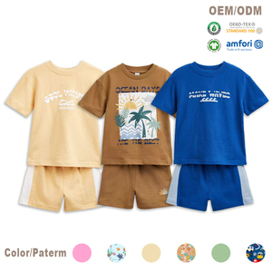 Set di Pantaloncini e Maglietta in Cotone Biologico per Bambini, Completi Personalizzati per Ragazzi, Pantaloncini e T-shirt Stampati per Abbigliamento Bambini - Product Image 1