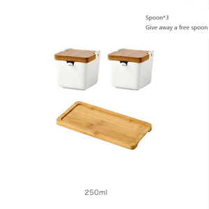 2pcs אחד להגדיר מטבח חומץ שמן תבלין סיר תבלינים סיר תבלין אחסון מיכל עם כפות ומזרן - Product Image 3