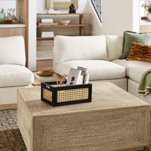 Cesta de Almacenamiento de Mimbre Natural Hecha a Mano de Alta Calidad, Cesto de Madera y Ratán, Organizador Decorativo, Artesanía Vintage Son Tra - Product Image 6