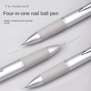 Bolígrafo multifuncional 4 en 1 de plástico para decoración de uñas, diseño antirrollos, herramienta artística para dibujar con polvo cromado, para salón, DI0028, 14,2 cm - Product Image 3