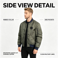 Fabricant OEM/ODM, veste bomber pour homme personnalisée, 100% polyester, légère, vintage, matelassée, streetwear, imperméable, coupe-vent