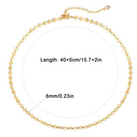 Collar de Cadena de Discos Hecho a Mano de Acero Inoxidable de Una Sola Hebra, Resistente a la Decoloración, Chapado en Oro de 18K, Delicado