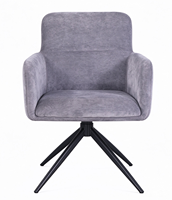 Fauteuil pivotant en tissu au design nordique moderne, avec pieds en métal noir, idéal pour salon et cuisine - Vente chaude