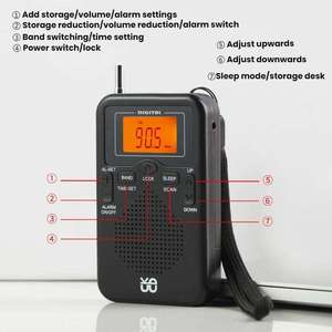 <span class=keywords><strong>Radio</strong></span> portátil AM FM <span class=keywords><strong>Radio</strong></span> de voz estéreo controlada por reloj-Excelente recepción multifunción y 2 baterías AAA - Product Image 4