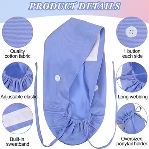 Logo ricamato da donna in tinta unita con cappuccio da lavoro con bottone e cravatta, infermiere, cappello a marsupio <span class=keywords><strong>per</strong></span> <span class=keywords><strong>capelli</strong></span> lunghi - Product Image 2