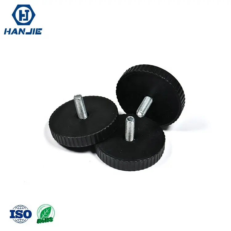 Hanjie fornecimento de plástico, preto cabeça kenferling m6 m8 m10 rosqueado stud giratório nivelamento pés preto