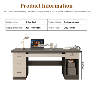 Venta al por mayor Ejecutivo Moderno Laptop Lap Desk Estación de trabajo única con cerradura y cajón Escritorio para personal Muebles de oficina - Product Image 6