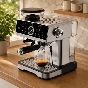 Machine à expresso rose, <span class=keywords><strong>verte</strong></span>, blanche, noire, rouge, orange avec moulin intégré, 20 bars, en acier inoxydable, pour la maison - Product Image 1