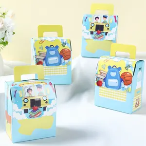 6 Stück Schulrucksackform Bonbonbox tragbare Papier-Geschenkbox mit Griff Lebensmittelverpackungsbox für Kuchen Bonbons Zurück zur Schule-Artikel