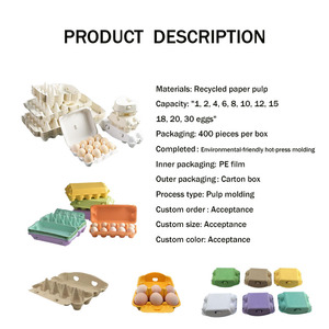 Plateau à œufs en pulpe moulée de haute qualité, personnalisable, biodégradable, en pulpe de papier/bagasse de canne à sucre, qualité alimentaire, compatible micro-ondes, pour œufs de ferme - Product Image 2