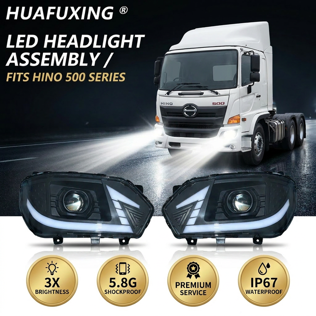 New HUAFUXING LED Headlights for HINO 500 VICTOR 24V 6000k IP67 Retrofit/Upgrade