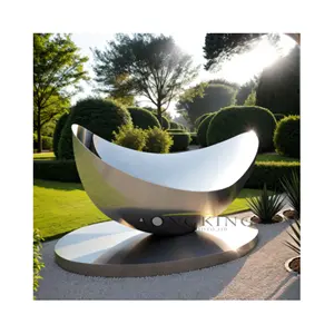 대형 현대 미술 스테인레스 골판지 보트 조각 정원 장식용 혁신적인 프로젝트 동상