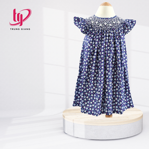 Trung Giang Fashion's Casual 100% Cotton <b>Princess</b> <b>Dress</b> for Baby <b>Girls</b> Smocked Short Customized Design by Manufacturer - Product Image 1