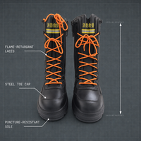 Bottes de protection pour pompiers en gros, avec embout en acier, anti-perforation, résistantes à la chaleur, chaussures de sécurité montantes