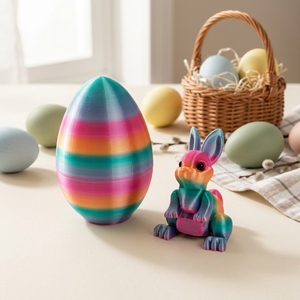 Ornement d'œuf de lapin imprimé en 3D, jouet œuf de Pâques en PLA, figurine de lapin transformable, cadeau de fête, objet de décoration - Product Image 6