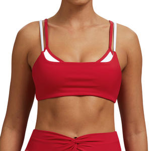 Sujetador deportivo Allure Body para mujer, rojo, con tirantes cruzados en la espalda, transpirable, para fitness, entrenamiento y ropa deportiva. - Product Image 3