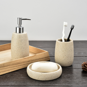 Rustique <span class=keywords><strong>Vacances</strong></span> Hôtel Résine Grès 3 Pièces Salle De Bain Accessoire Ensemble - Product Image 1