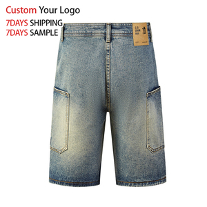 Jeans de mezclilla de moda de alta calidad para hombre, azules, personalizados, de cintura media, desgastados, de diseñador, vintage, holgados, cortos, de punto - Product Image 3