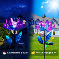 Lotus fleur métal piquet coloré filature moulin à vent lumière LED boule de verre cour jardin décor solaire vent Spinner
