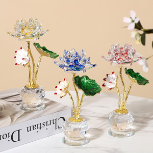 Ornement en cristal de lotus, cristal K9, décoration de bureau à domicile, cadeau pour les amis - Product Image 2