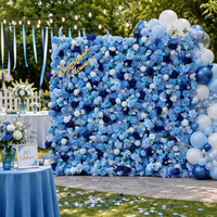 Mur de fleurs artificielles bleu avec support en tissu pour la décoration de mariage et l'arrangement d'événements de la Saint-Valentin