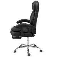 Silla de Oficina Ejecutiva de Cuero PU con Respaldo Alto, Silla de Escritorio Ergonómica Reclinable con Reposapiés Retráctil