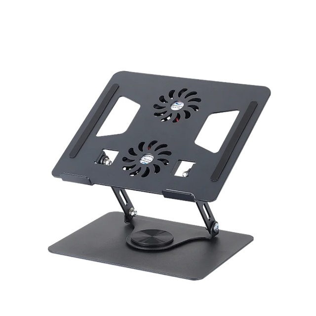 Professional 360° Rotating Laptop Cooling Riser Holder Desktop Ergonomic Stand Dual Fan Heat Dissipation For Notebook