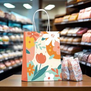 Bolsas de Papel Ecológicas de Color Verde con Asa de Cadena Dorada, Bolsas de Regalo de Papel Kraft de Colores - Product Image 2