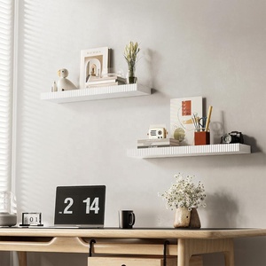 Набор из <span class=keywords><strong>2</strong></span> белых деревянных плавающих полок 24 дюйма с кронштейнами для ванной, спальни, гостиной - Product Image 6