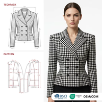 Blazer en Laine Personnalisé Style Rétro Années 40 avec Boutons Dorés et Taille Cintrée Effet Sablier pour Femme