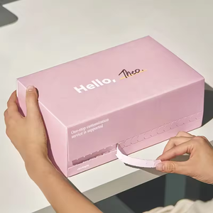 Boîte d'expédition en carton personnalisée avec logo, bande adhésive à déchirer, auto-adhésive, pour envoi postal, rose avec fermeture éclair - Product Image 1
