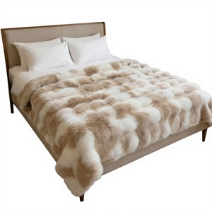 Couverture en fausse fourrure de lapin douce et moelleuse, tricotée, tie-dye, pour lit double, vente en gros Zhengtai - Product Image 2