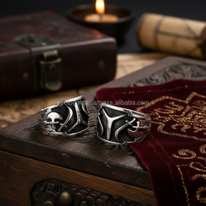 925K Sterling <b>Silver</b> Art Ottoman Two Sword <b>Men</b> <b>Ring</b> - Product Image 3