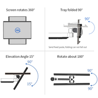Bras robotique télescopique robuste T3-Z Meisonic 15"-32" à économie d'espace, capacité de 8 kg, rotation à 360 degrés, support d'écran LCD en alliage d'aluminium