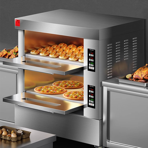 Four à pain électrique en acier de haute qualité, 2 niveaux, 2 plateaux, pour <span class=keywords><strong>boulangerie</strong></span>, four à pizza, équipement de cuisine commercial - Product Image 3