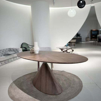 Table à manger ovale en bois massif, base conique, style moderne du milieu du siècle, table à manger en noyer, grande taille, table pour la maison ou le restaurant