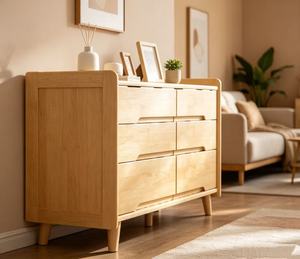 Modern Solid Wood <b>6</b>-<b>Drawer</b> Cabinet Midcentury Style Storage Furniture for Living Room Home Use - Product Image 2