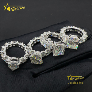 Envío Directo, Anillo de Compromiso y Eternidad de Lujo, Moda Boutique, Plata de Ley 925, Probador de Diamantes, Moissanita de Corte Fantasía de 5 Quilates - Product Image 3