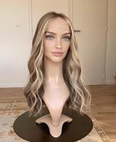Cheveux slaves de luxe suisse haut en dentelle perruque juive blonde cendrée Balayage couleur sans colle même couche perruque avant en dentelle pour les femmes perte de cheveux